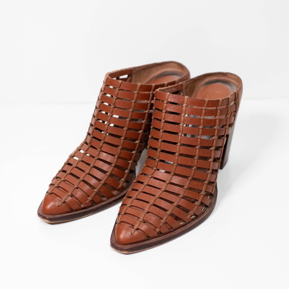 Dolce Vita Kacie Brown Woven Leather Mules